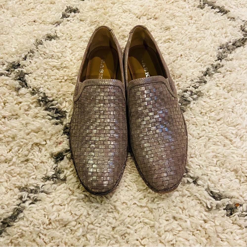 Trask Amanda Metallic Suede Loafers EUC